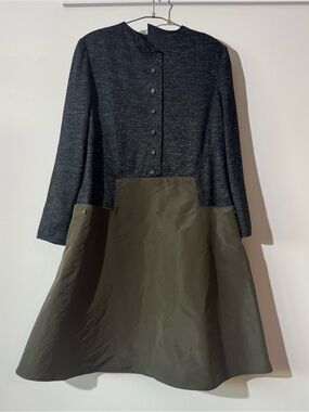 VTG 90s Geoffrey Beene Technical Panel Dress Sz 12 Knit Nylon